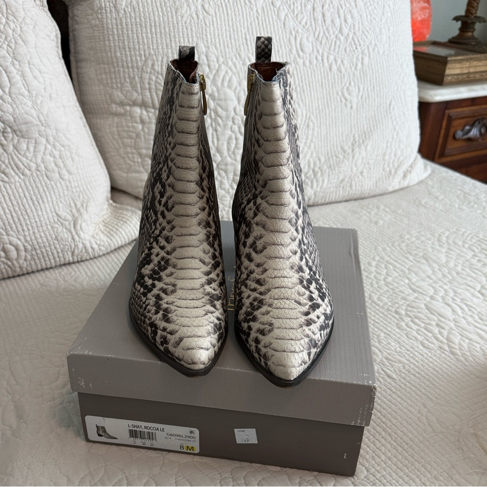 Franco Sarto Black and White Snakeskin Ankle Boots western cowboy - Picture 8 of 8
